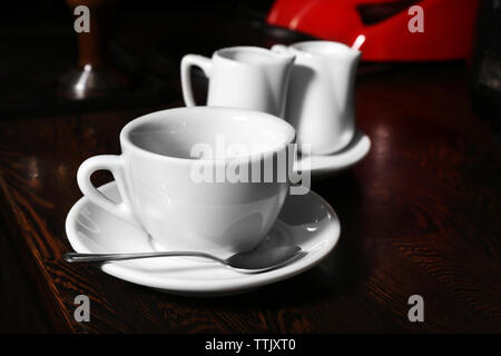 Cup of coffee on wooden table Stock Photo
