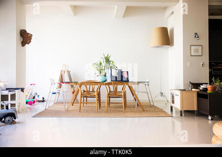Dining table in home interior Stock Photo