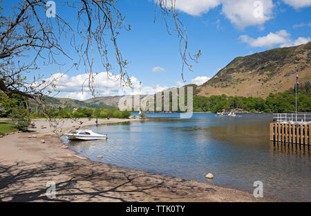 Lakeside at Glenridding Ullswater in summer Lake District National Park Cumbria England UK United Kingdom GB Great Britain Stock Photo