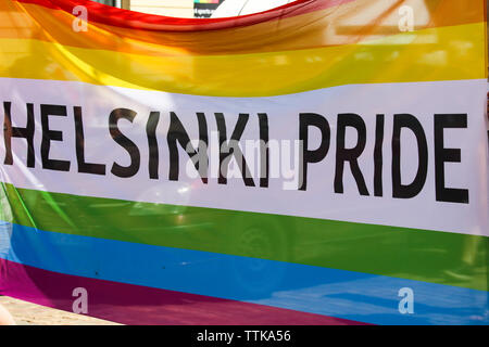 Helsinki Pride flag or banner Stock Photo
