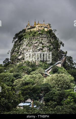 The landscape of Popa Mountain - the ancient volcano, located amid the ...