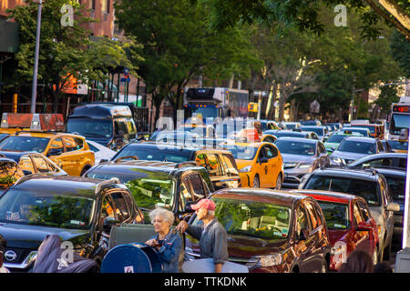 Traffic backed up on Fifth Avenue in the neighborhood of Harlem in New York on Tuesday, June 11, 2019. (© Richard B. Levine) Stock Photo