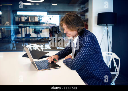Mature businessman using laptop computer while sitting in office Stock Photo