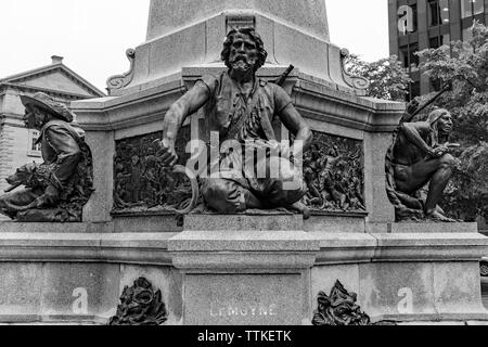 Old Montreal Maisonneuve Monument figures Stock Photo