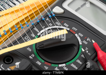 Multimeter measuring device on a light table Stock Photo