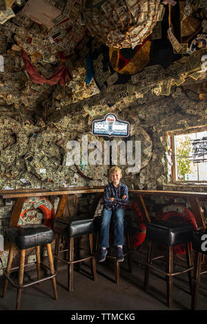 USA, Alaska, Homer, China Poot Bay, Kachemak Bay, inside of the Salty Dog Saloon on Homer Spit Stock Photo