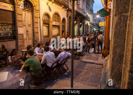 BRAZIL, Rio de Janiero, Lapa, people gather in the Rua Do Ouvidor Stock Photo