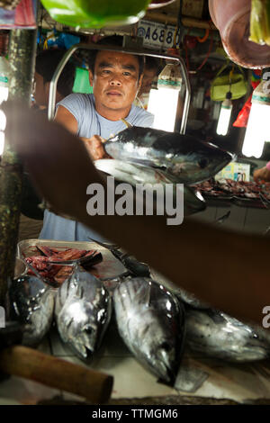 PHILIPPINES, Palawan, Puerto Princessa, fish for sale at the Old Market in the City Port Area Stock Photo
