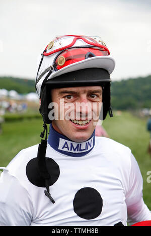 USA, Tennessee, Nashville, Iroquois Steeplechase, the winning jockey Brian Crowley after the final race Stock Photo