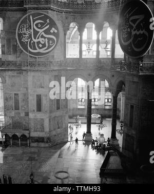 TURKEY, Istanbul, elevated view of the Aya Sofya Mosque (B&W) Stock Photo