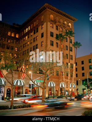 The deserted Wilshire Boulevard at night, Rodeo Drive, Beverly