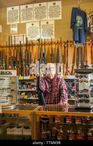 USA, California, Mammoth, inside Culver's Sporting Goods in Bishop, California Stock Photo