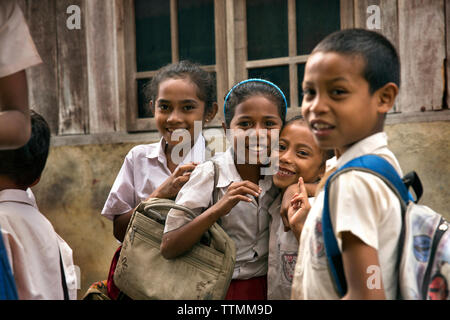 INDONESIA, Flores, Dinner is served at a home in Waturaka Village Stock Photo