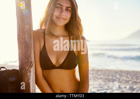 Young Woman Wearing Brazil Bikini Swimsuit Stock Photo 183589604