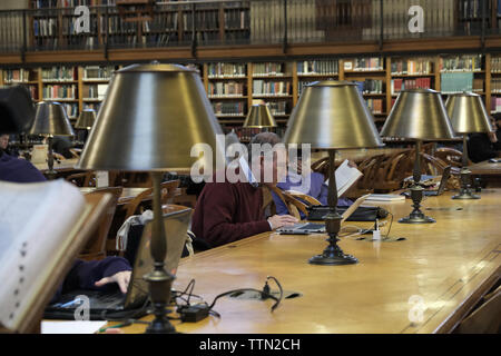 December 2017. A group of people studying at the Rose Main Reading Room in the New York Public Library, in New York, USA Stock Photo