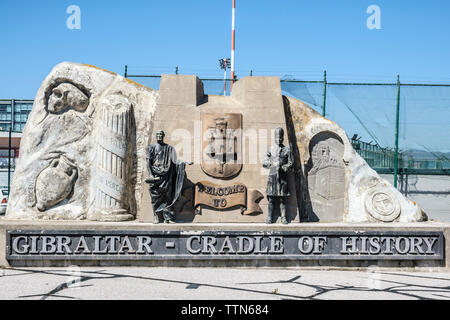 Cradle of History monument is the city side of the airport runway on Winston Churchill Avenue Stock Photo