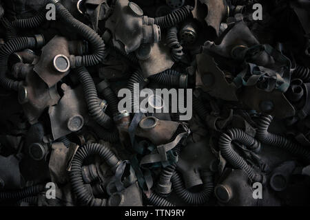 Full frame shot of gas masks Stock Photo