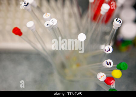Close-up of test tubes Stock Photo