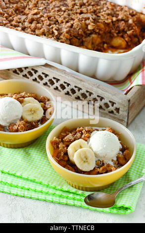 Close-up of breakfast served in bowls on table at home Stock Photo