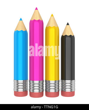 CMYK Pencils Isolated Stock Photo