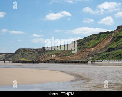 Sidestrand cliff fall and beach Norfolk June 2019 Stock Photo