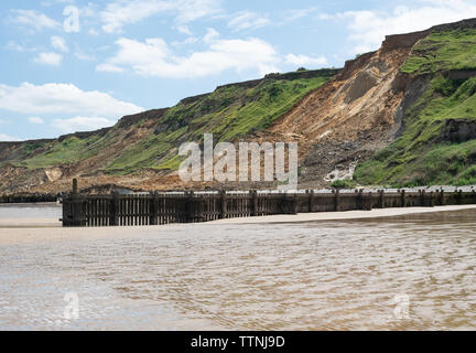 Sidestrand cliff fall and beach Norfolk June 2019 Stock Photo