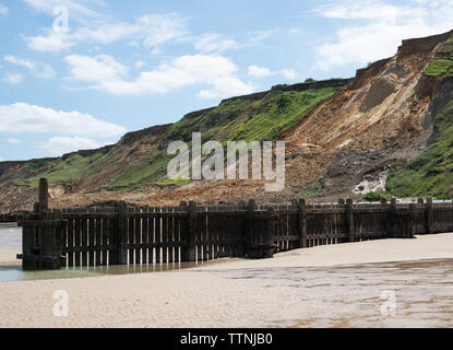 Sidestrand cliff fall and beach Norfolk June 2019 Stock Photo