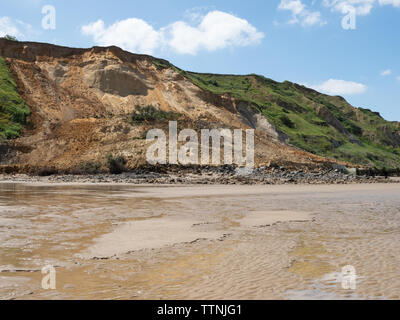 Sidestrand cliff fall and beach Norfolk June 2019 Stock Photo