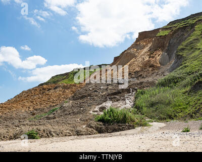 Sidestrand cliff fall and beach Norfolk June 2019 Stock Photo