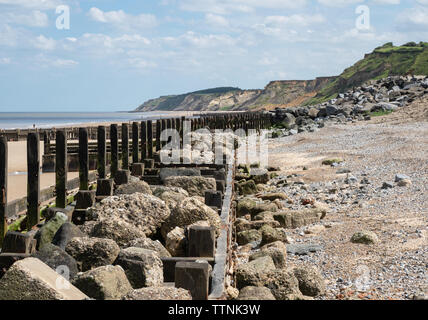 Sidestrand cliff fall and beach Norfolk June 2019 Stock Photo