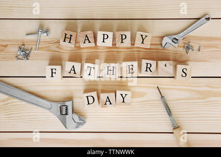 Happy Father's Day concept. Presents for father on wooden background Stock Photo