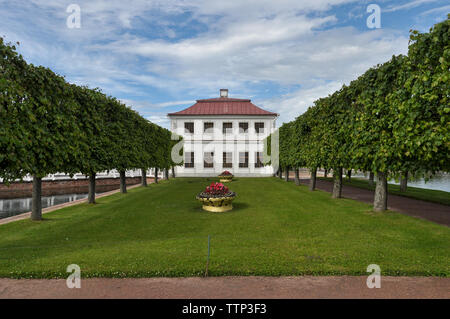 Marly Palace in the Lower Gardens of of Peterhof, near Saint Petersburg, Russia Stock Photo