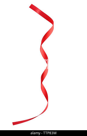 Silk red ribbon isolated on white Stock Photo