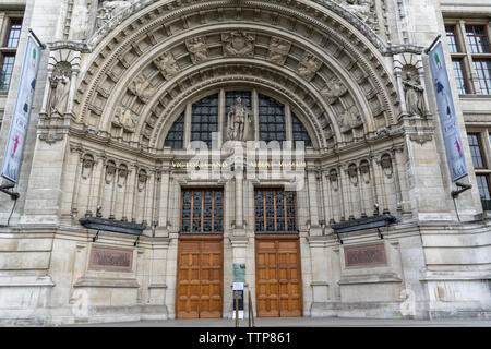 Victoria and Albert Museum London, UK - May 28, 2019: The main entrace to the Victoria and Albert Museum (VA) in London England Stock Photo