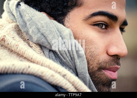 Side view of thoughtful man outdoors Stock Photo