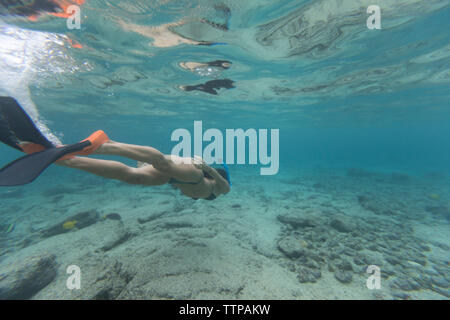 Woman snorkeling in sea Stock Photo