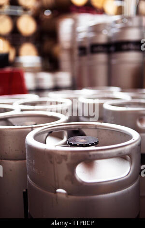 Close-up of containers at brewery Stock Photo