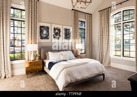 Interior of modern bedroom at home Stock Photo