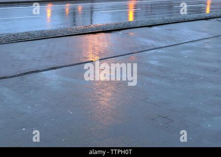 Detailed view on different symbols and lines painted on german streets Stock Photo