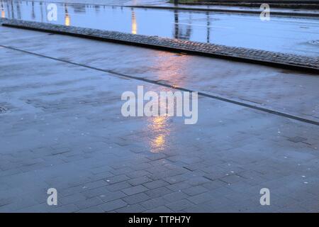 Detailed view on different symbols and lines painted on german streets Stock Photo