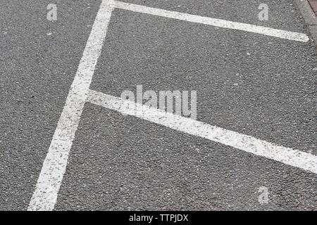 Detailed view on different symbols and lines painted on german streets Stock Photo