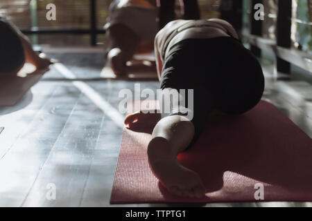 Women exercising in yoga studio Stock Photo