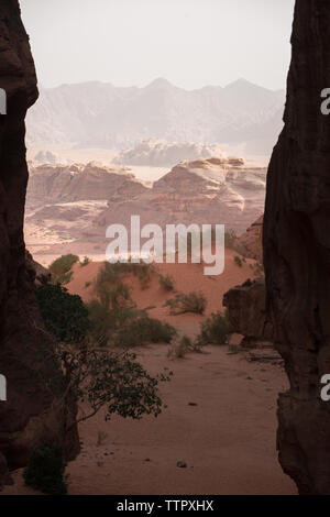 Wadi Rum inside Canyon Stock Photo