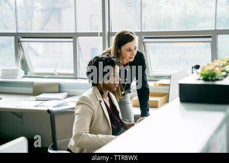 businesswomen using desktop computer in office Stock Photo