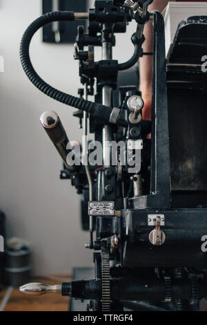 Close-up of screen printing press in factory Stock Photo