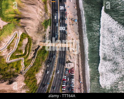 Aerial view of Costa Verde coast line in Lima, Peru Stock Photo