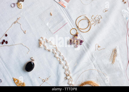 Close-up of workbench at jewelry workshop Stock Photo