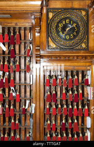 ITALY, Venice. Room keys at the front desk of the hotel Danieli. Stock Photo