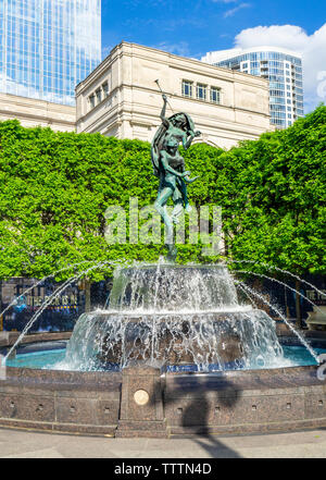 The Harmony Fountain, depicting the birth of Apollo outside the Schermerhorn Symphony Center, Nashville, Tennessee. Stock Photo