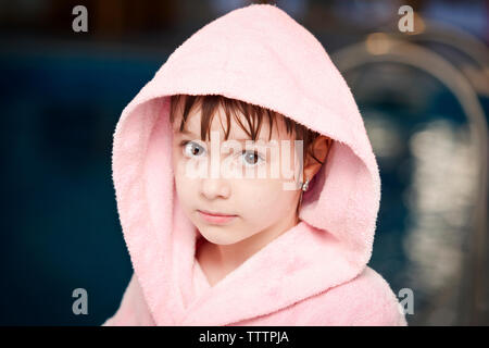 Portrait of girl wrapped in towel Stock Photo